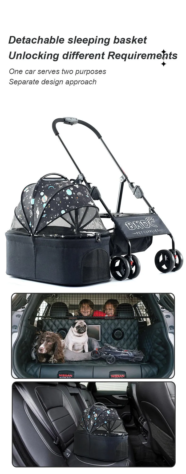 BNDC 107 Pram & Stroller For Dogs & Cats (Sky)