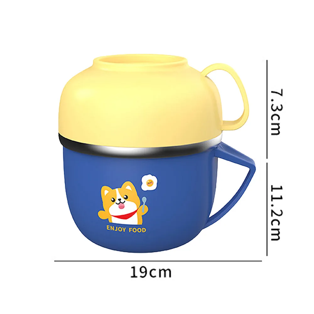 Little Surprise Box Dark Blue Small Size, Foxy Dual Handle Soup and Noodles Lunch Box with matching Cover