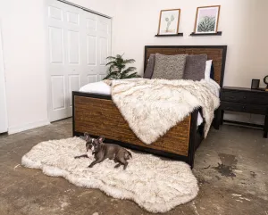 PupRug™ Orthopedic Runner Bed   Matching Waterproof Blanket Bundle - White with Brown Accents