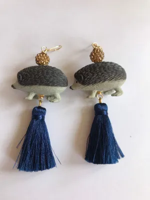 Spiky Hedgehog Tassel Earrings